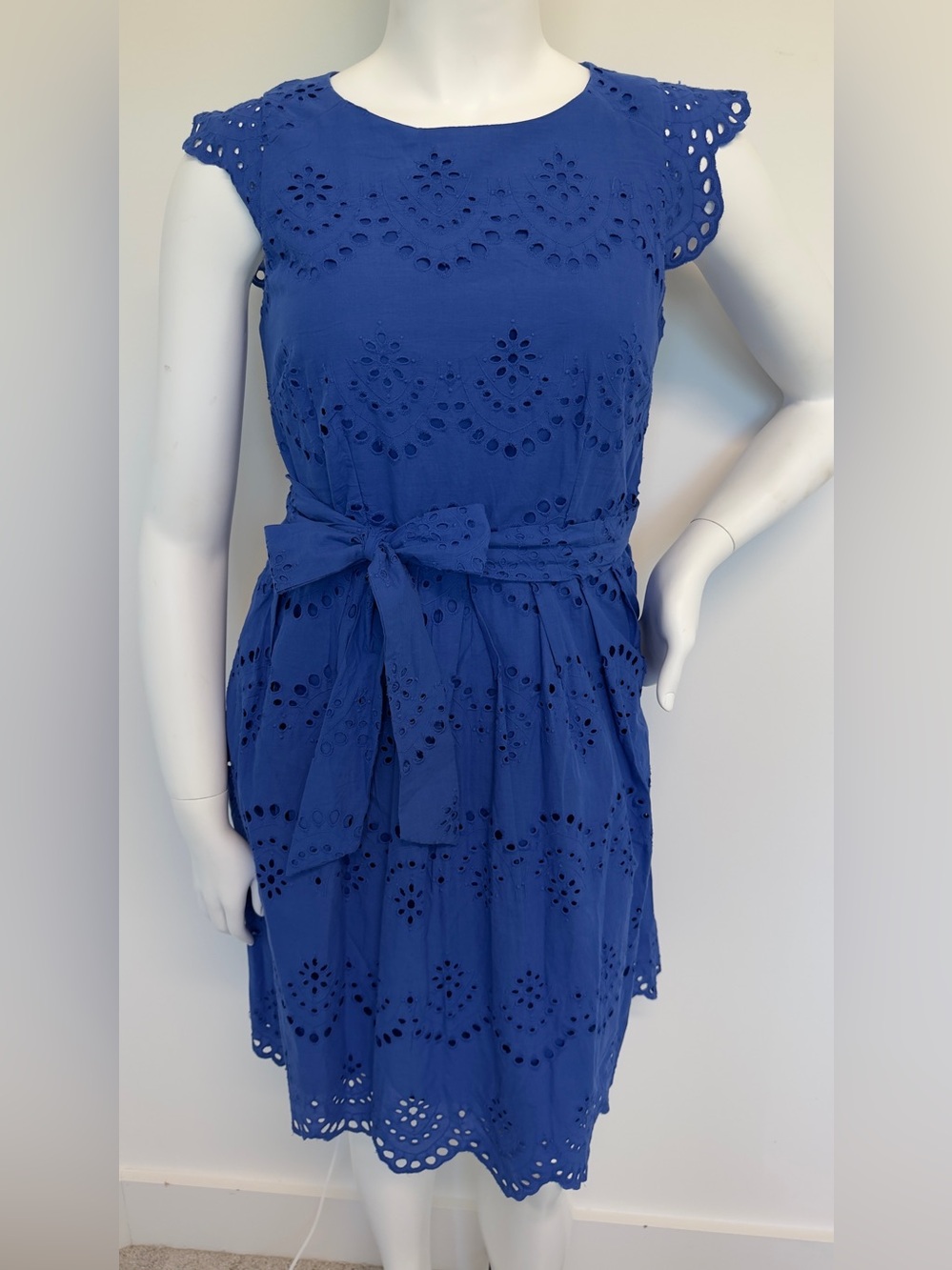 CHRIS McLaughlin Blue Eyelet Dress Size 14
